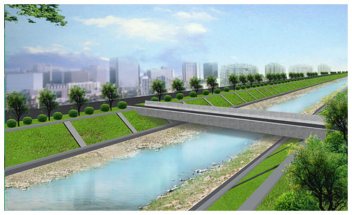 遼寧弓長嶺區(qū)河堤效果圖